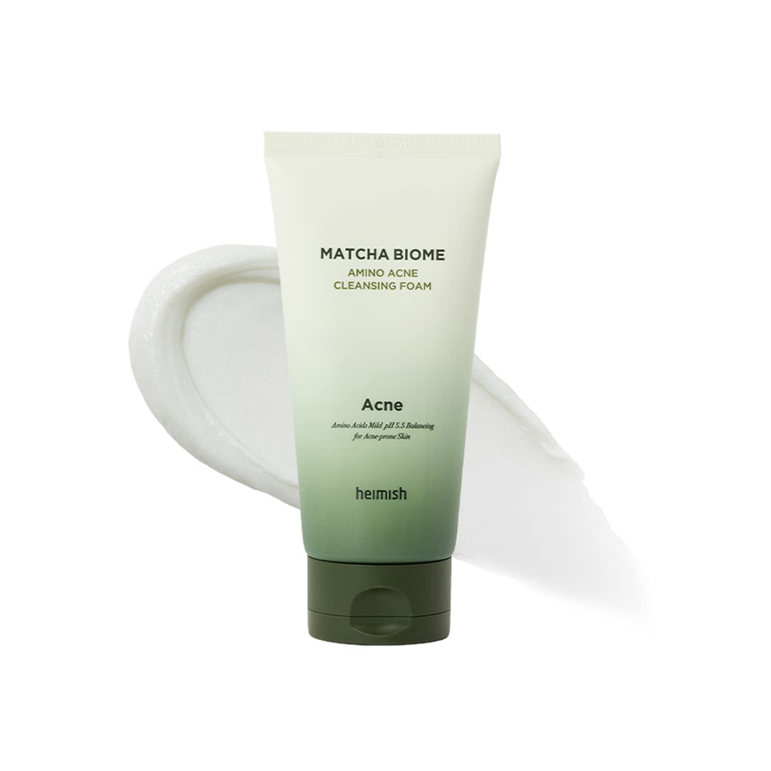 HEIMISH Matcha Biome Amino Acne Cleansing Foam - Deep Cleansing, Hydrating, Calming Facial Cleanser, Gentle Daily Face Wash with Amino Acids, Probiotics, for Oily & Acne-prone Skin, 5.3oz/150g