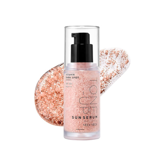 VELY VELY Vitamin Dark Spot Tone-Up Sun Serum, SPF 50+ PA++++ Broad Spectrum Facical Sunscreen Lightweight, Non-Sticky, No-Pilling Evens Out Skin Tone for Sensitive Skin 30ml/1.01 oz