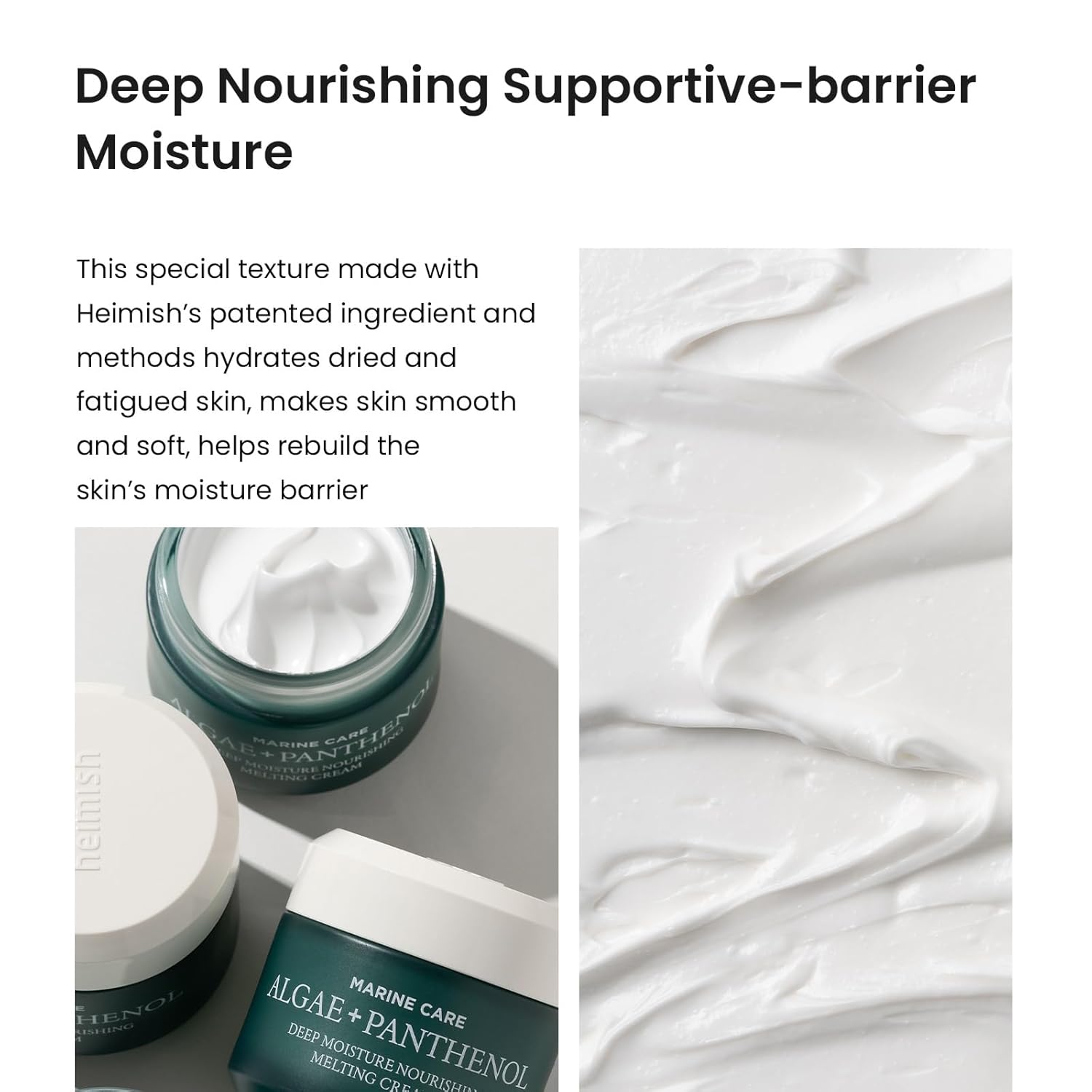 HEIMISH Marine Care Deep Moisture Nourishing Melting Cream - Deep Hydrating, Nourishing Moisturizer, Intensive Anti-Aging, Firming, Anti Wrinkle Face Cream with Panthenol, Peptides, 1.86fl. oz/55ml